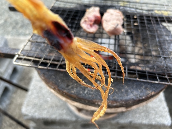 七輪でスルメを炙ったところ